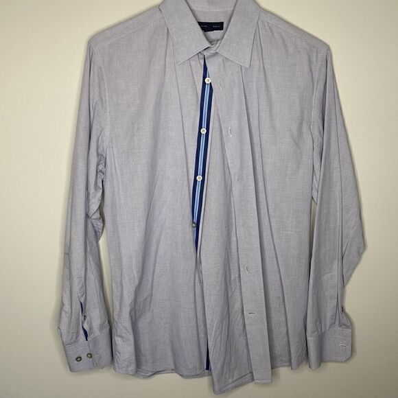 Banana Republic Mens Medium Dress Button Up Shirt Blue Stripe - Picture 1 of 6